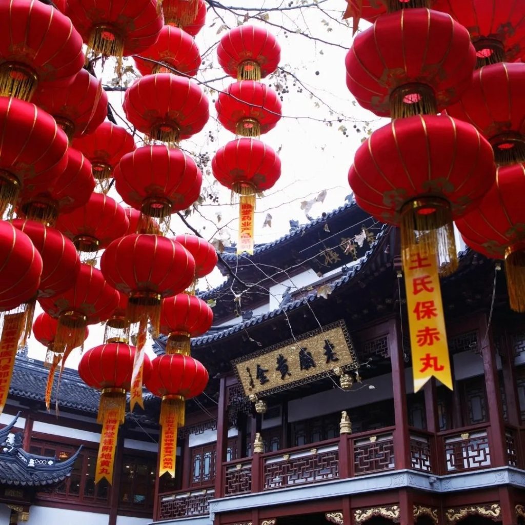 Taiwan town covered in red lanterns
