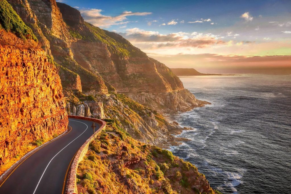 Winding road around a cliff face