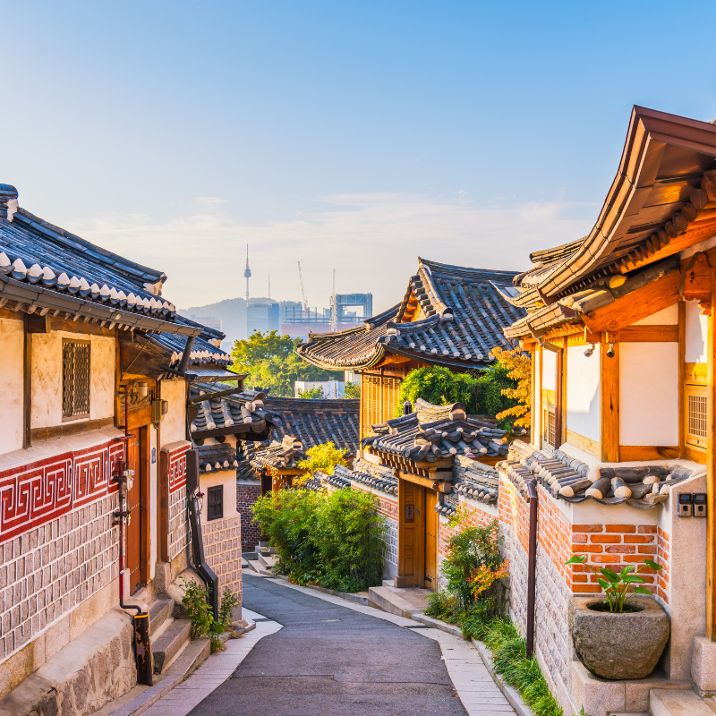 Ornate town street in South Korea