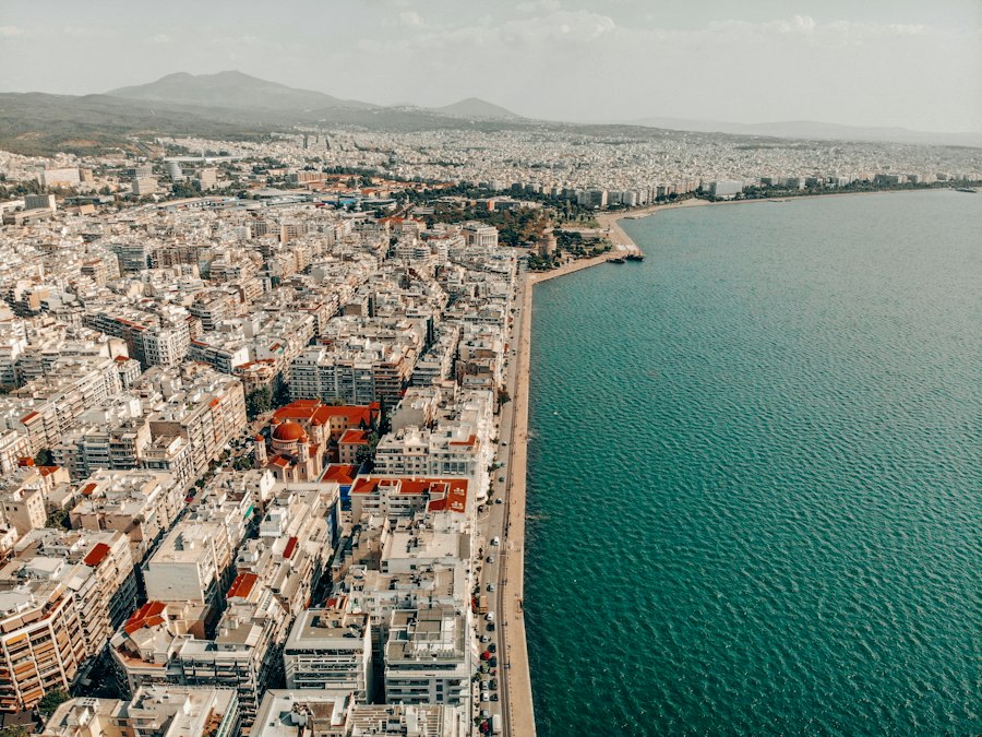 Aerial view of Thessaloniki and its waterfront, Greece's second largest market for English language schools
