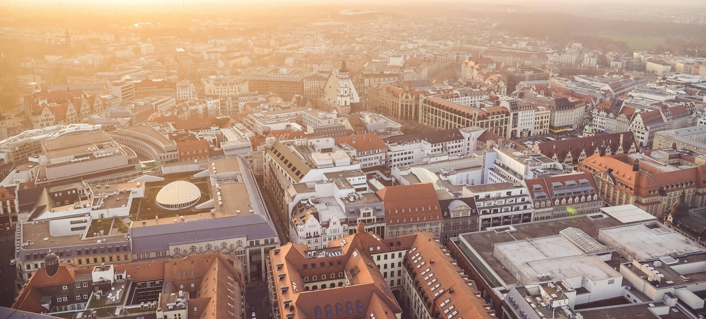 Panoramic view of Leipzig, one of the more affordable German cities for English teachers